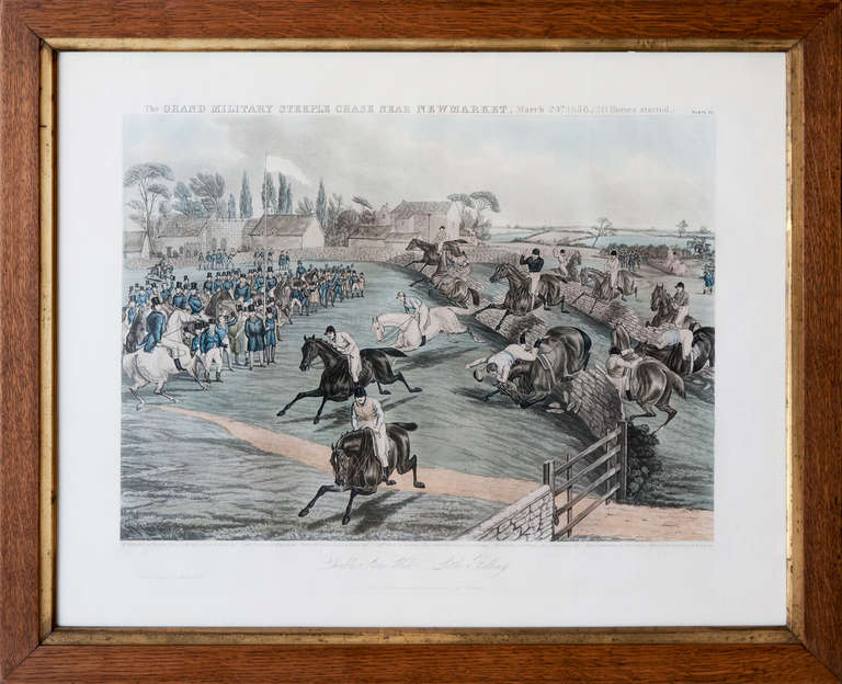 Oak A Pair Of 19th Century Racing Aquatints After Charles Hunt For Sale