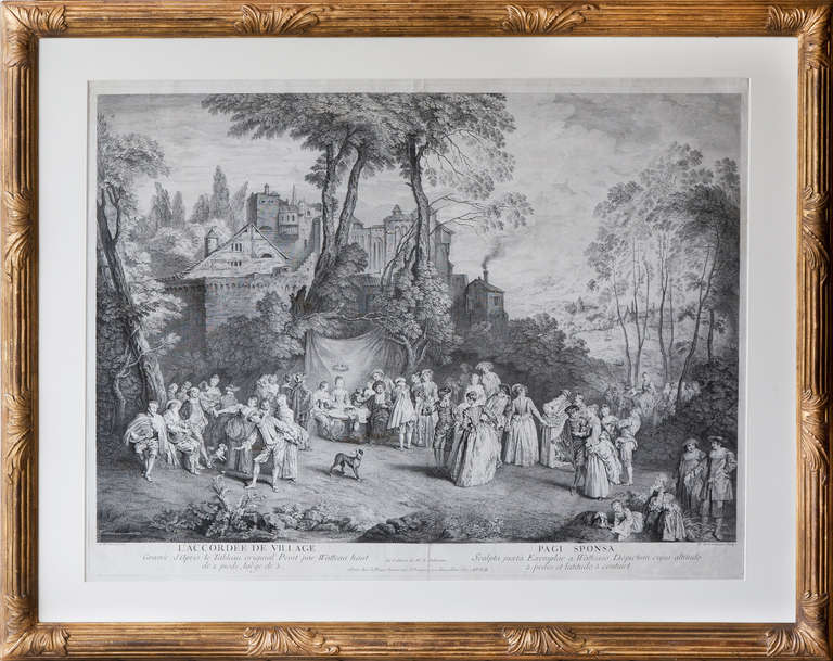 Wedding scenes from the series L'Oeuvre D'Antoine Watteau, Peintre Du Roy, Recueil Jullienne'

'La Mariée De Village - Vicana Sponsa' Engraved by Charles Nicolas Cochin pére and 'L'Accordée De Village - Pagi Sponsa' Engraved Nicolas de Larmessin