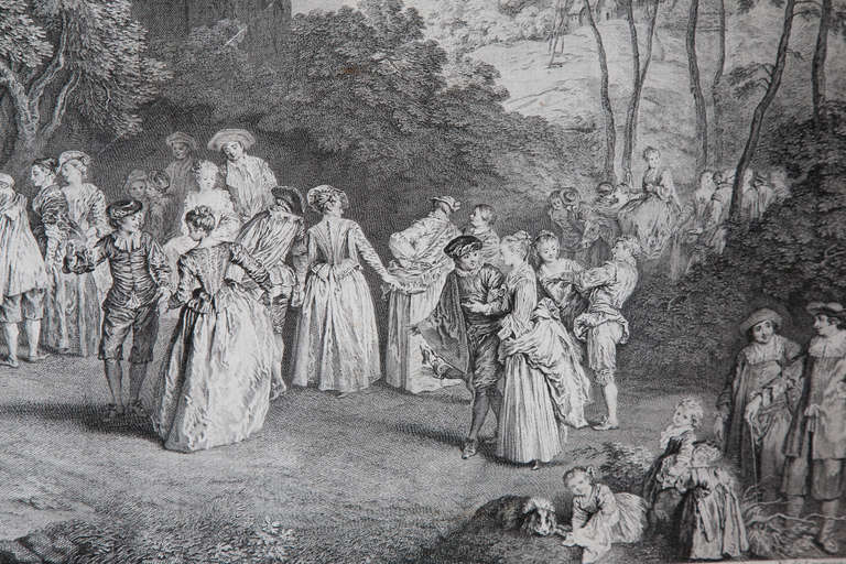 18th Century and Earlier A Large Set of 18th Century Engravings After Watteau