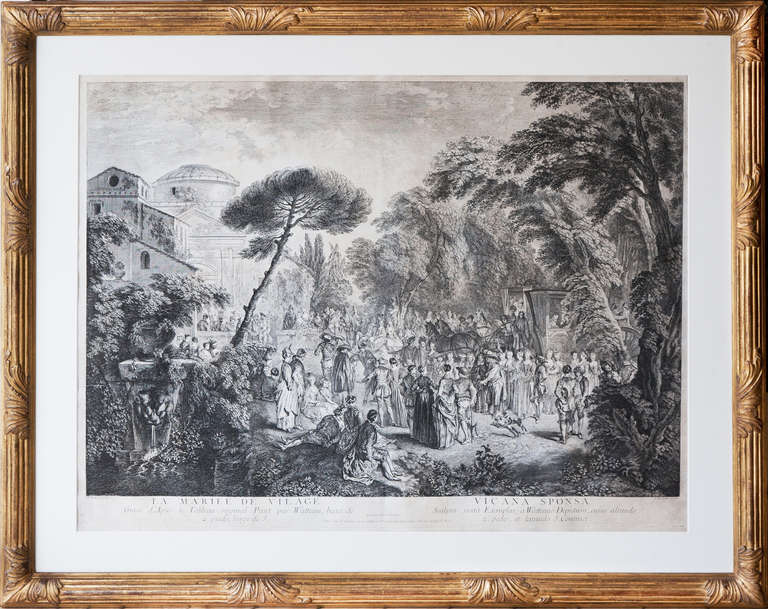 French A Large Set of 18th Century Engravings After Watteau