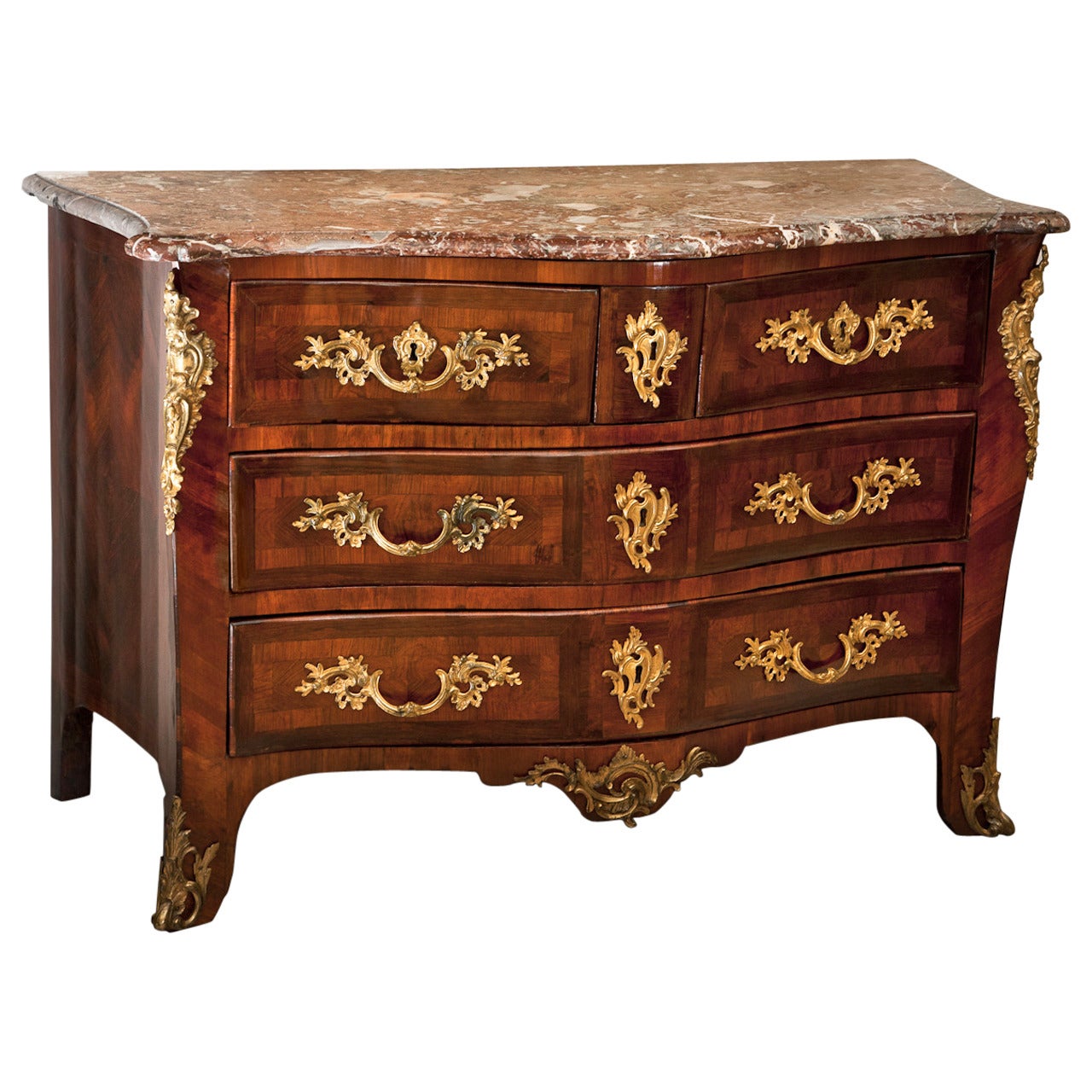 Louis XV Ormolu Mounted Bombe Commode For Sale
