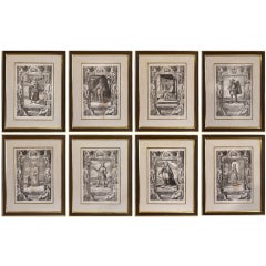 Set Of Eight Copper Plate Engravings Of Hungarian Kings In Gilt Frames pub.1687 