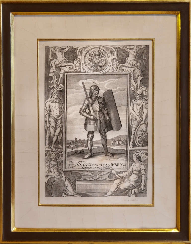 Set Of Eight Copper Plate Engravings Of Hungarian Kings In Gilt Frames pub.1687  For Sale 3