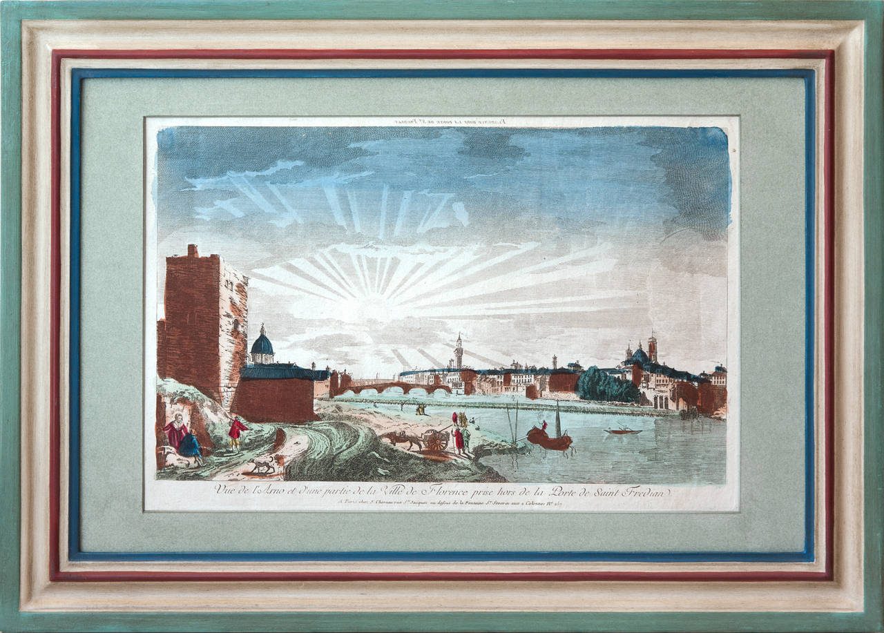 Set of Twelve Framed 18th Century Vue D'Optique Coloured Engravings 2