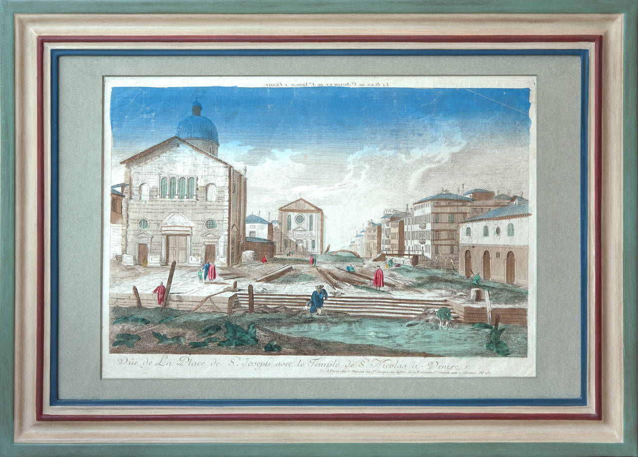 Set of Twelve Framed 18th Century Vue D'Optique Coloured Engravings In Good Condition In London, GB
