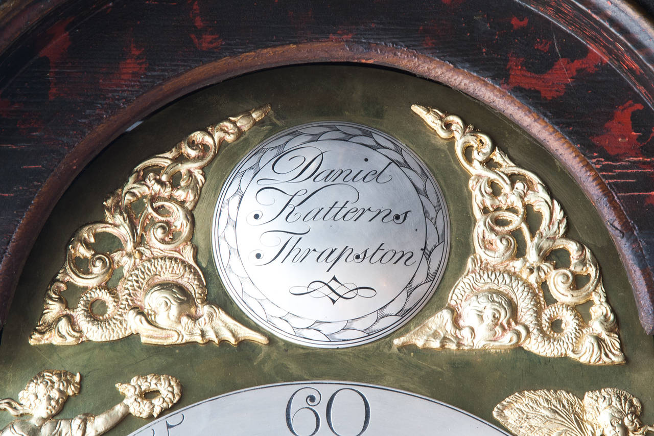George III Black Chinoiserie Black Lacquered Long Case Clock In Good Condition In London, GB