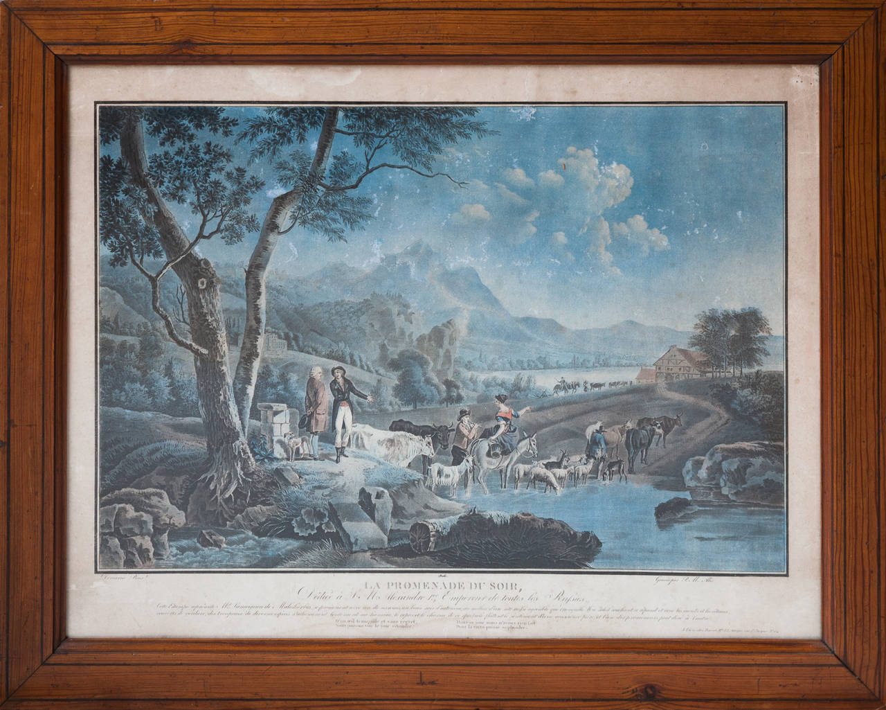 Empire Pair of Aquatints after Jean Louis Demarne in Pitch Pine Frames