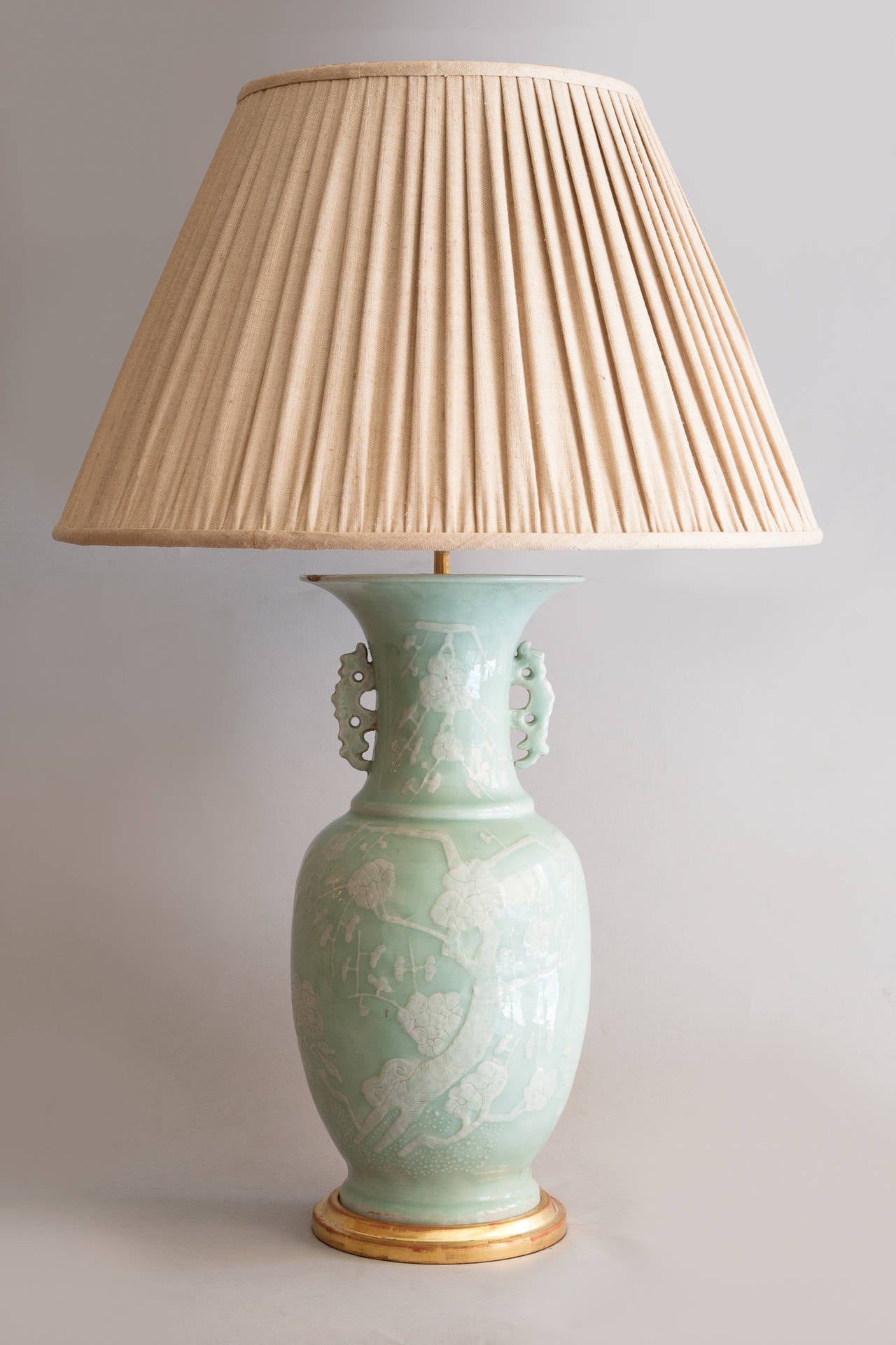 Pair of 19th Century Chinese Celadon Vases Converted to Lamps