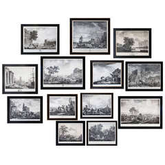 Set of Thirteen 18th Century Land and Sea Engravings after Various Painters