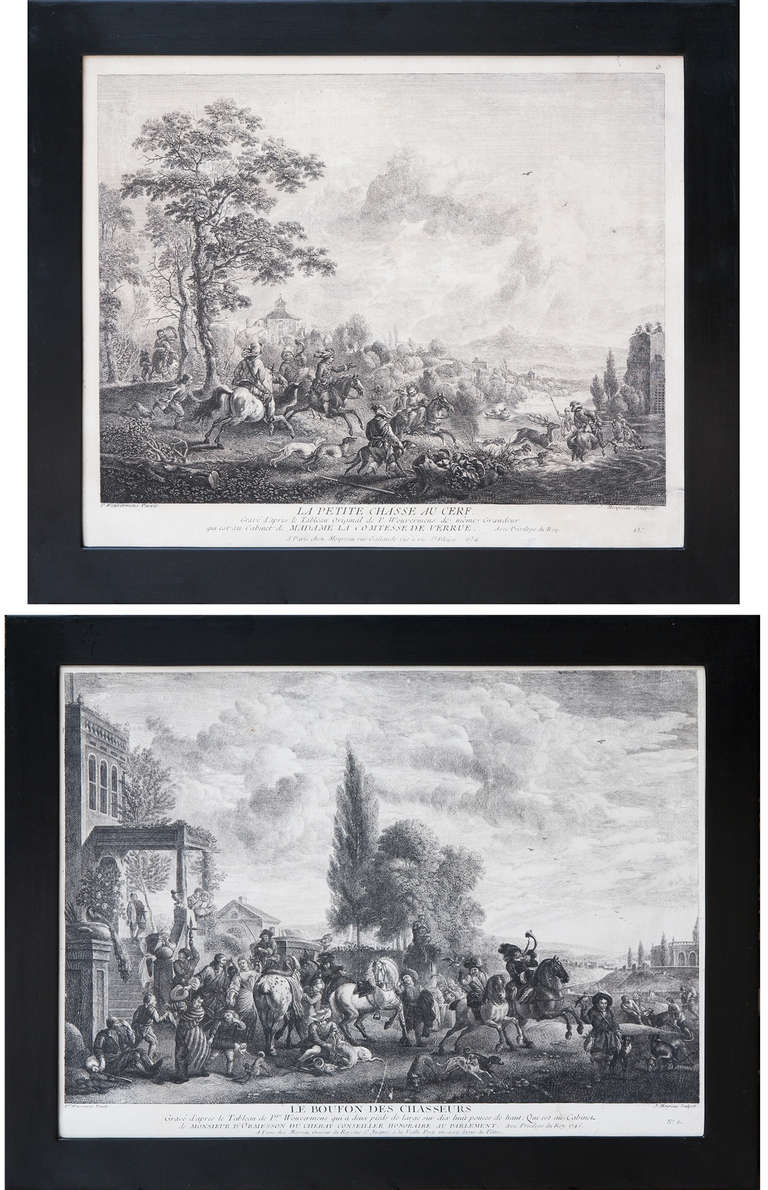 18th Century and Earlier Set of Thirteen 18th Century Land and Sea Engravings after Various Painters