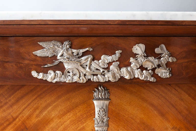 First Empire Silver Plated Bronze Mounted Empire Commode À Portes