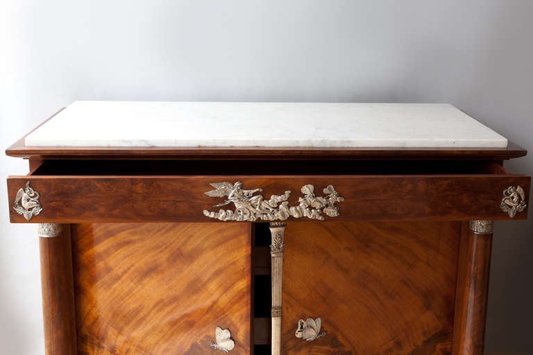 Silver Plated Bronze Mounted Empire Commode À Portes 2