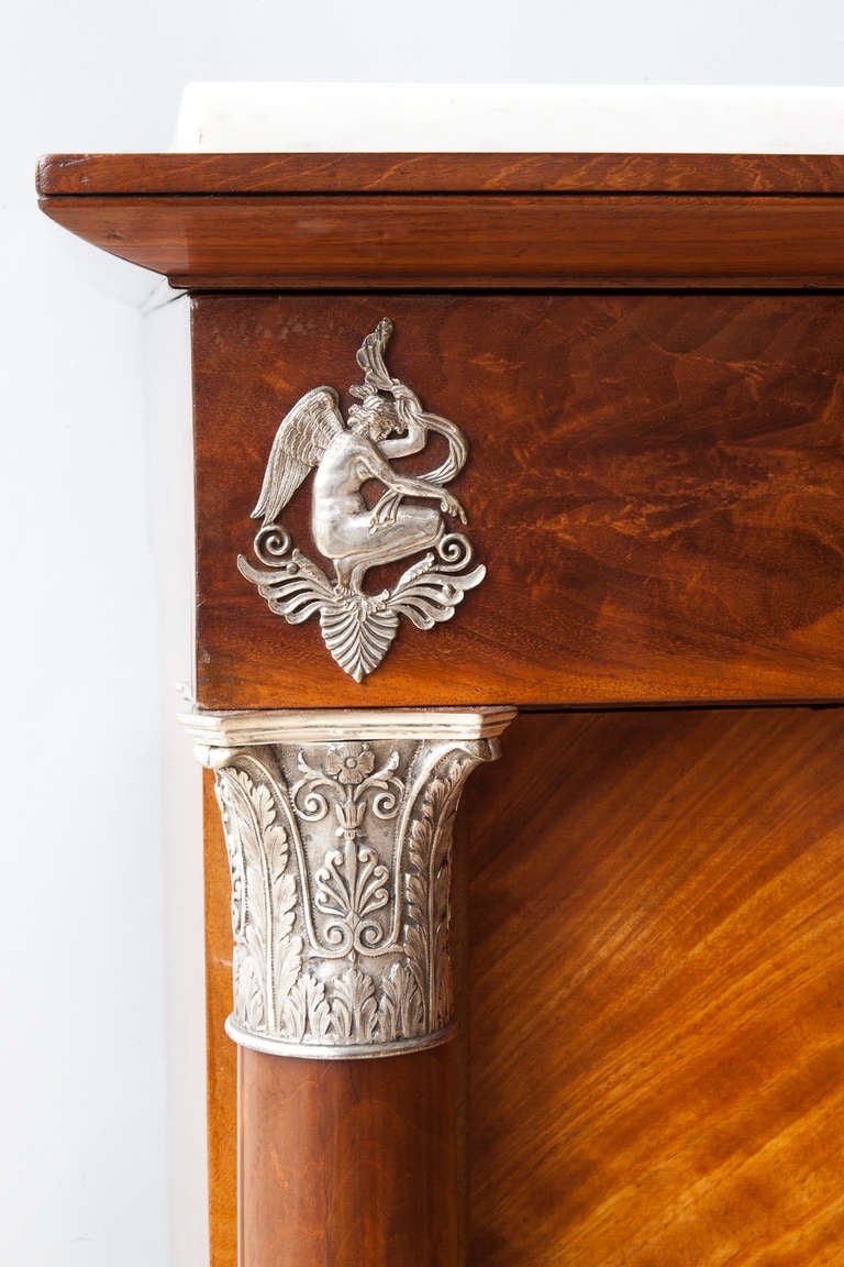 French Silver Plated Bronze Mounted Empire Commode À Portes