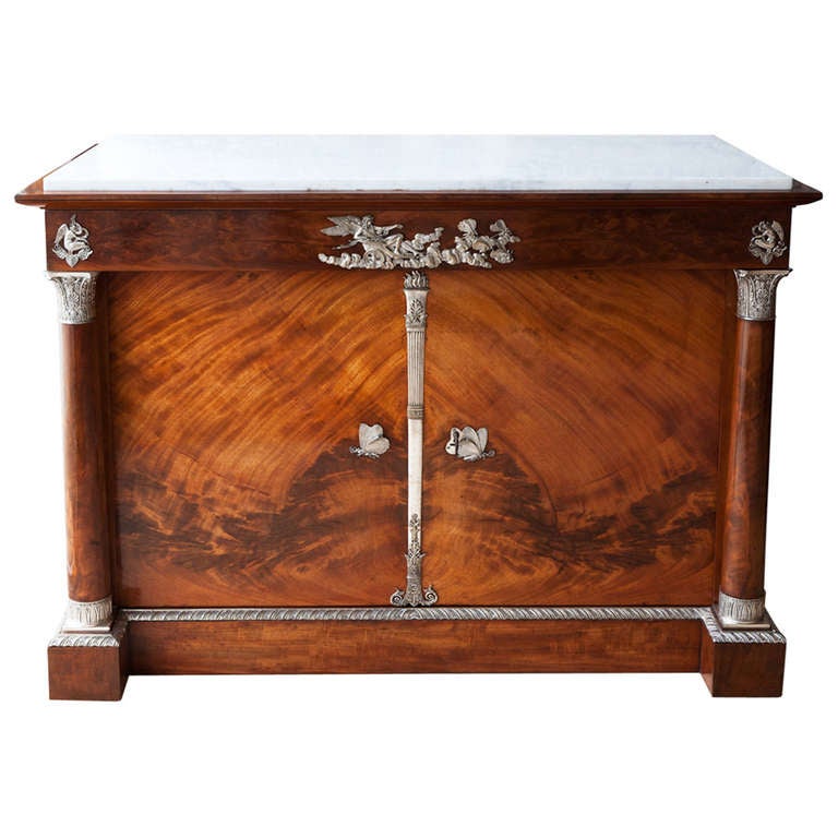 Silver Plated Bronze Mounted Empire Commode À Portes at 1stdibs