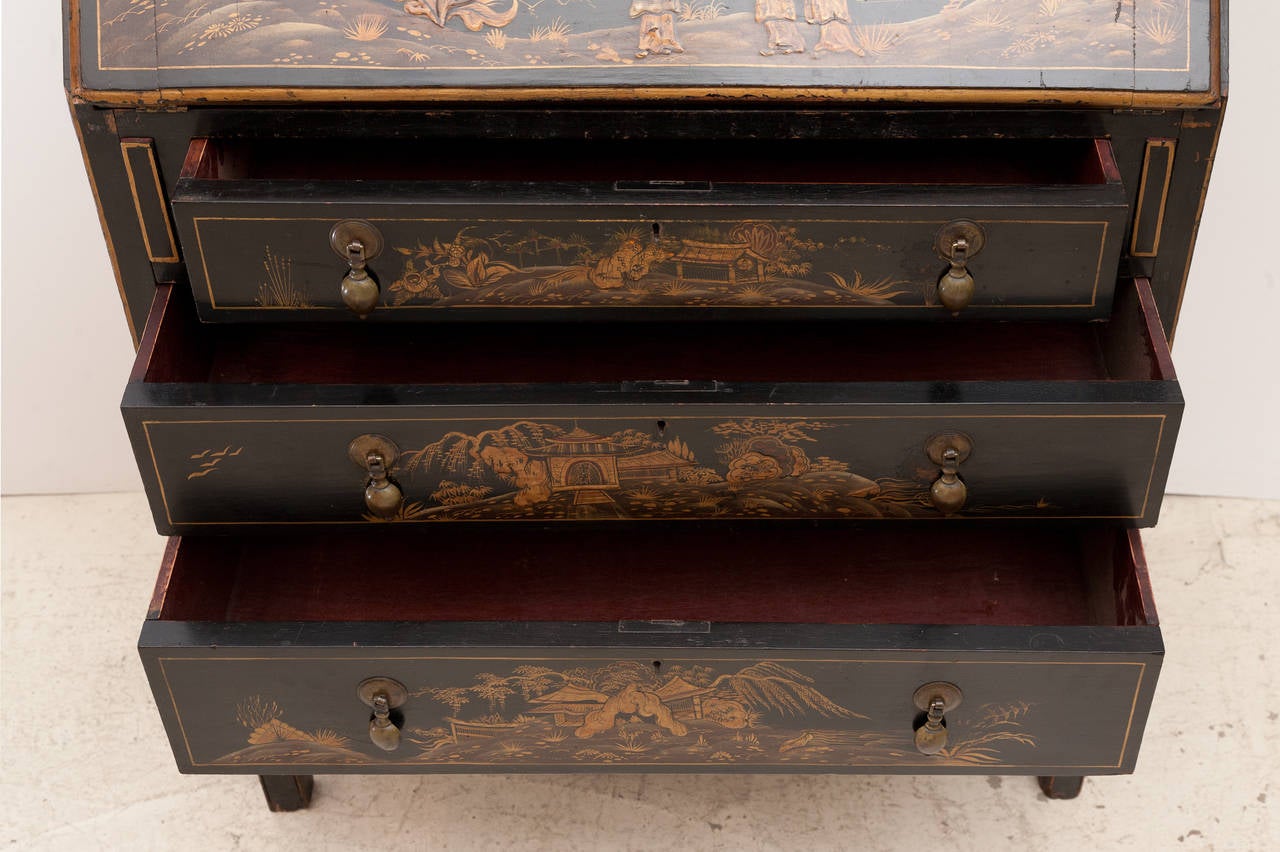 19th Century Lacquered Chinoiserie Fall Front Bureau or Desk 1