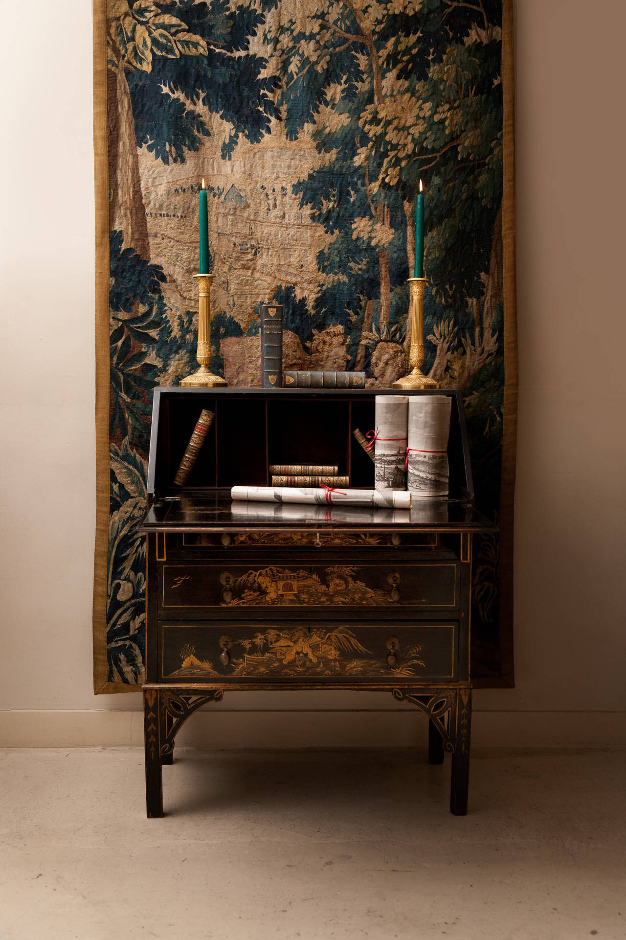 19th Century Lacquered Chinoiserie Fall Front Bureau or Desk 5