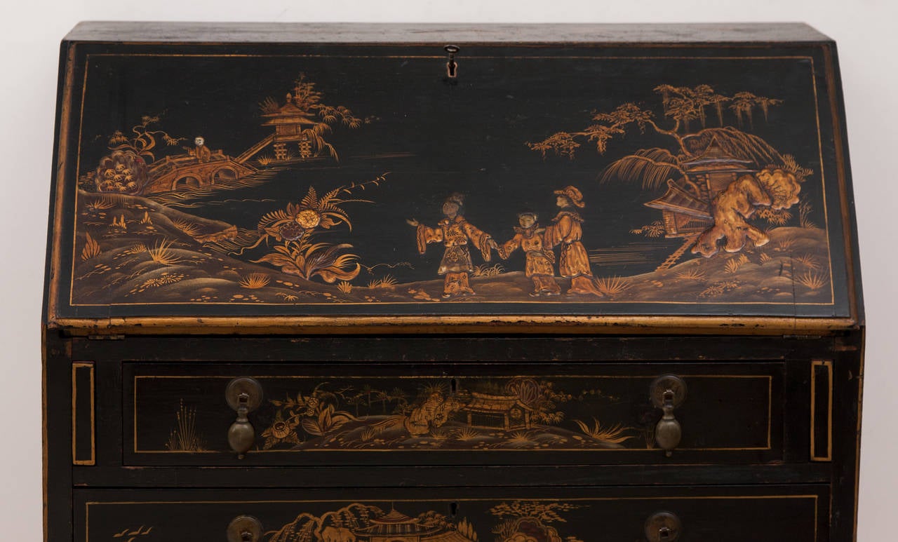 19th Century Lacquered Chinoiserie Fall Front Bureau or Desk 2