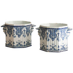 Pair of Early 18th Century Rouen Wine Coolers