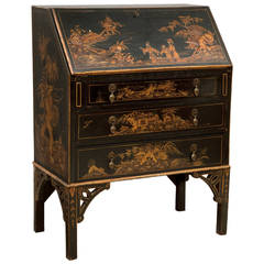 Antique 19th Century Lacquered Chinoiserie Fall Front Bureau or Desk