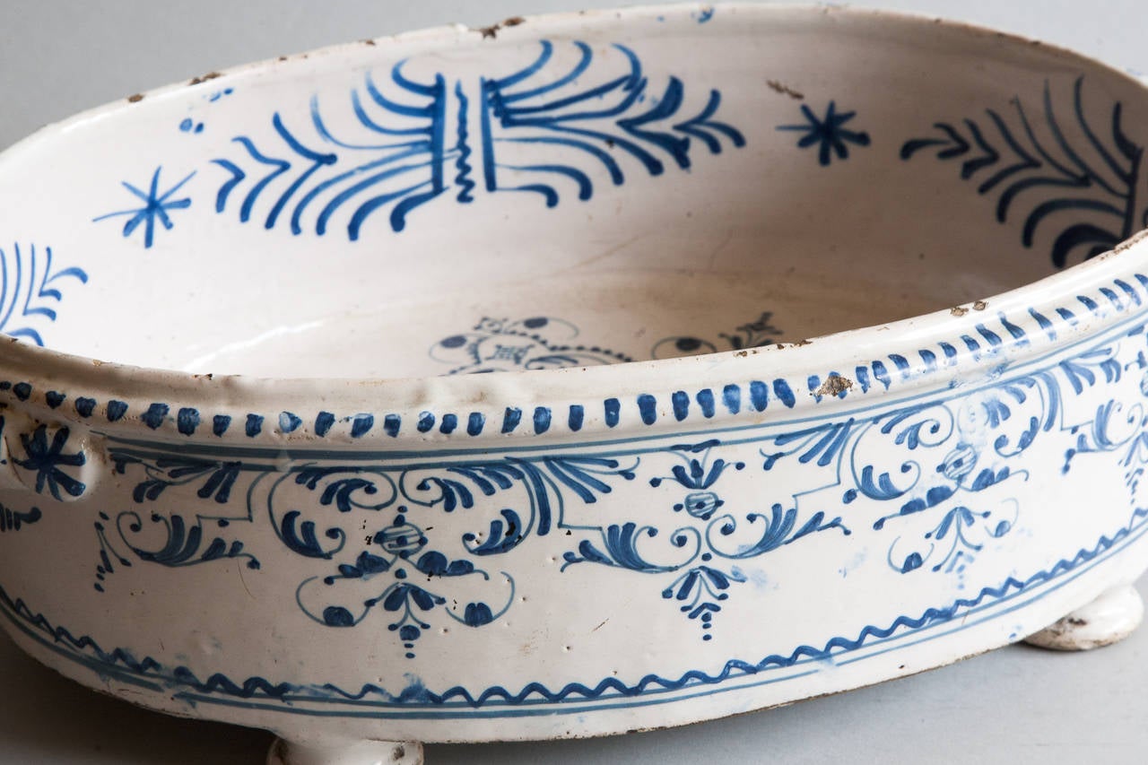 18th Century Blue and White Faience Jardiniere 3