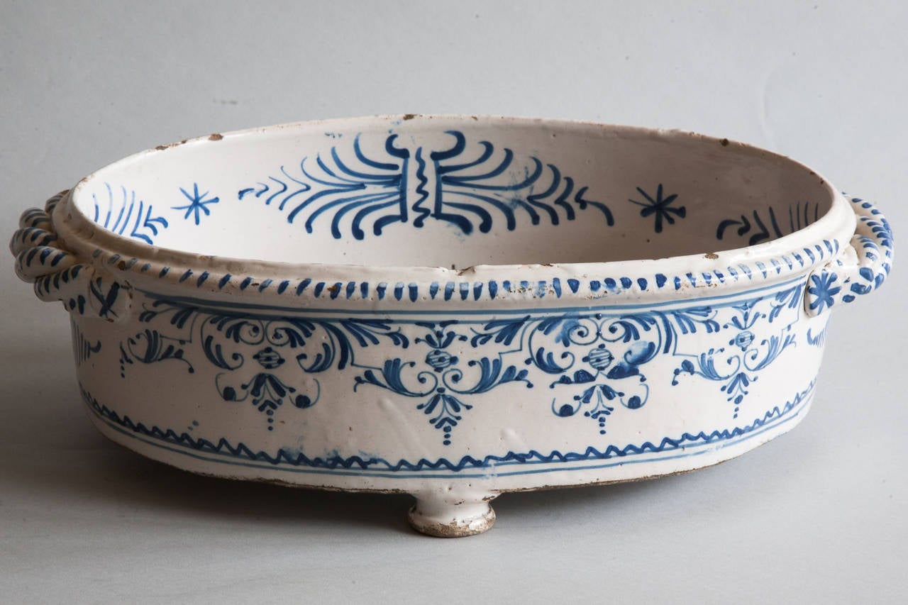 Louis XV 18th Century Blue and White Faience Jardiniere