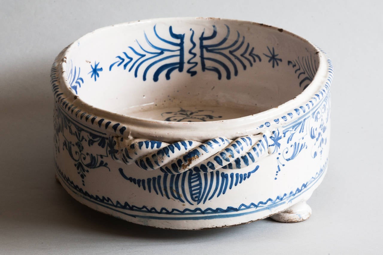 French 18th Century Blue and White Faience Jardiniere