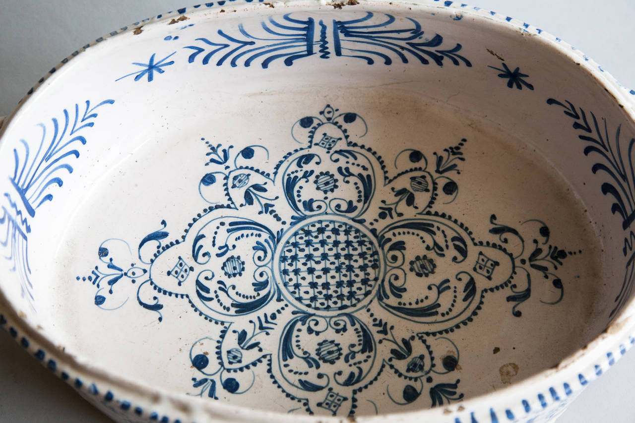 18th Century and Earlier 18th Century Blue and White Faience Jardiniere