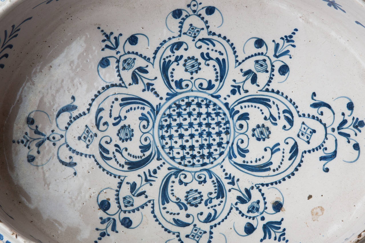 18th Century Blue and White Faience Jardiniere 1