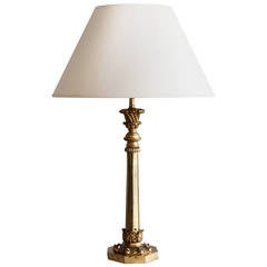 19th Century English Gilt Brass Table Lamp