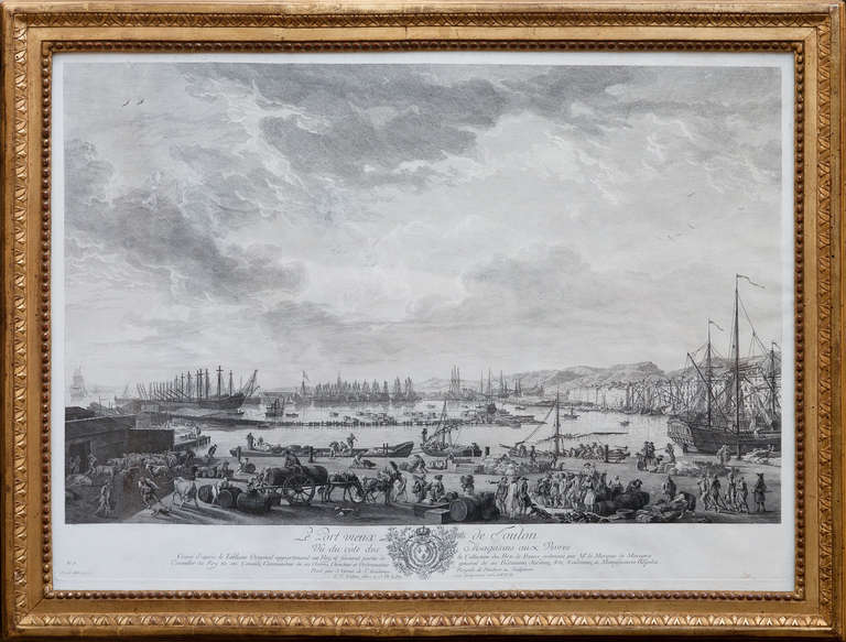 18th Century Three Copper Plate Engravings of French Ports after Joseph Vernet