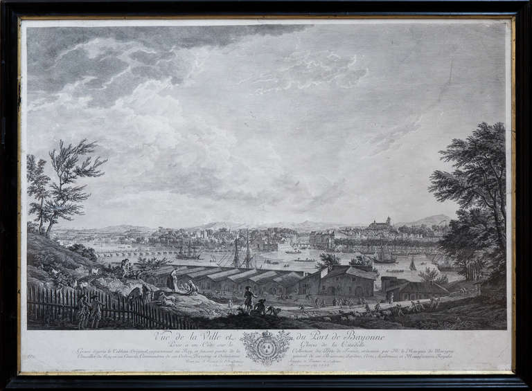 Louis XVI Pair of Copper Plate Engravings of French Ports after Joseph Vernet For Sale