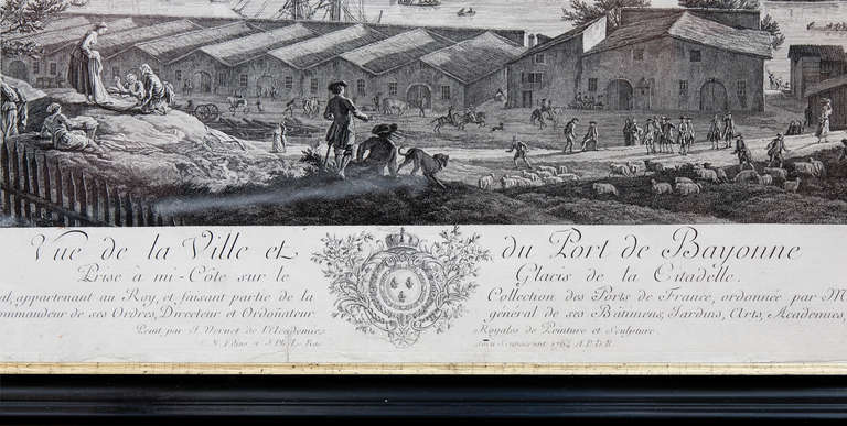 18th Century Pair of Copper Plate Engravings of French Ports after Joseph Vernet For Sale