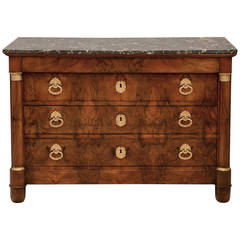 Restoration Walnut Commode with Gilt Bronze Handles