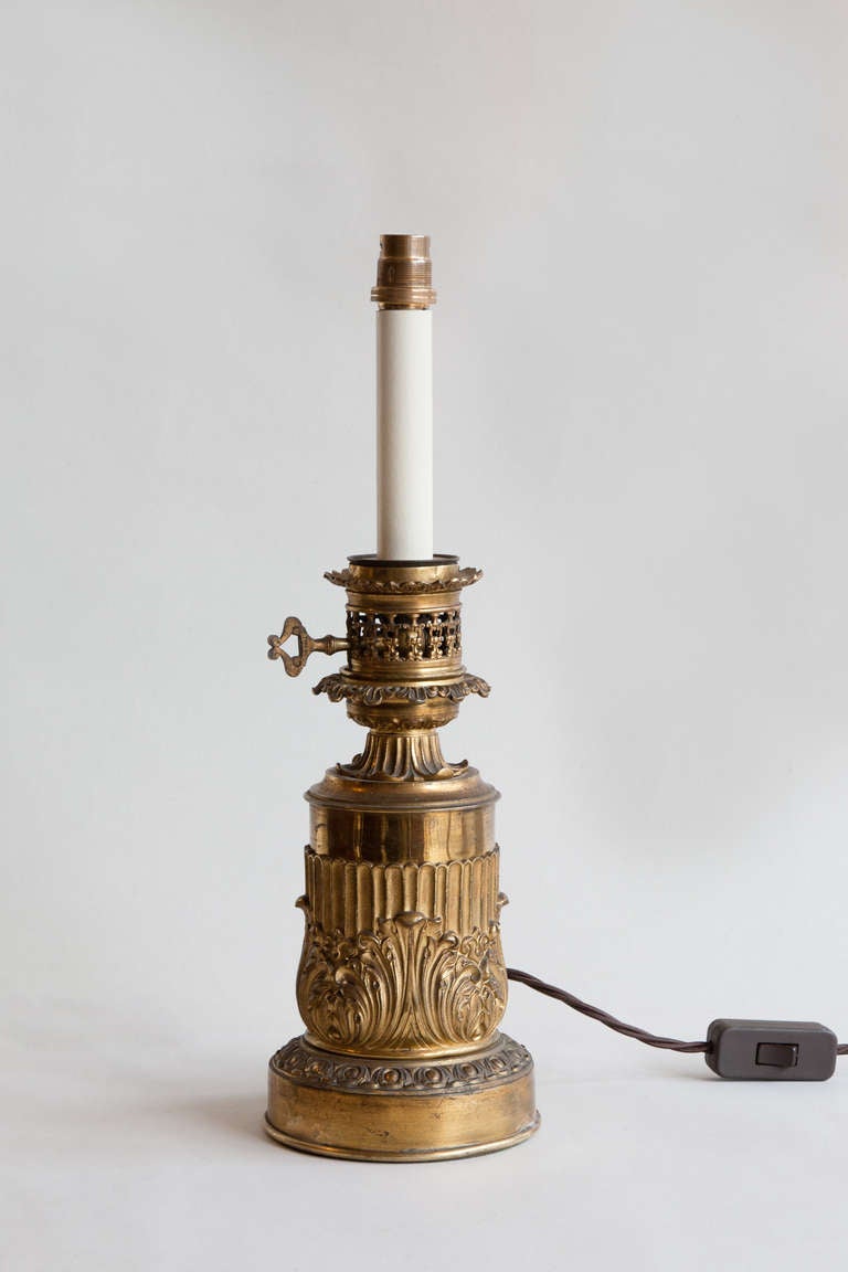 Victorian Nineteenth Century French Oil Lamp Converted To A Table Lamp