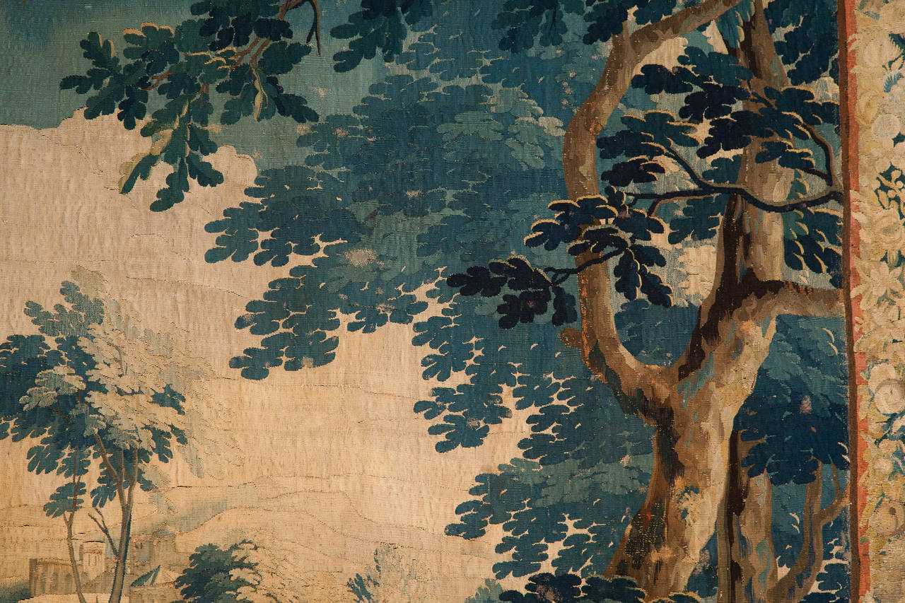 18th Century and Earlier 17th Century Flemish 'Verdure Bleue' Or Blue Verdure Tapestry
