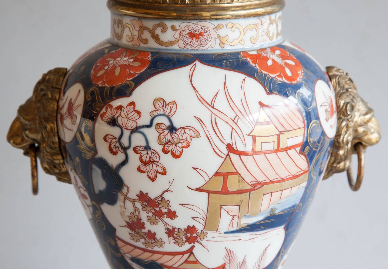 Pair of 19th Century Imari Vases Converted to Lamps For Sale 3