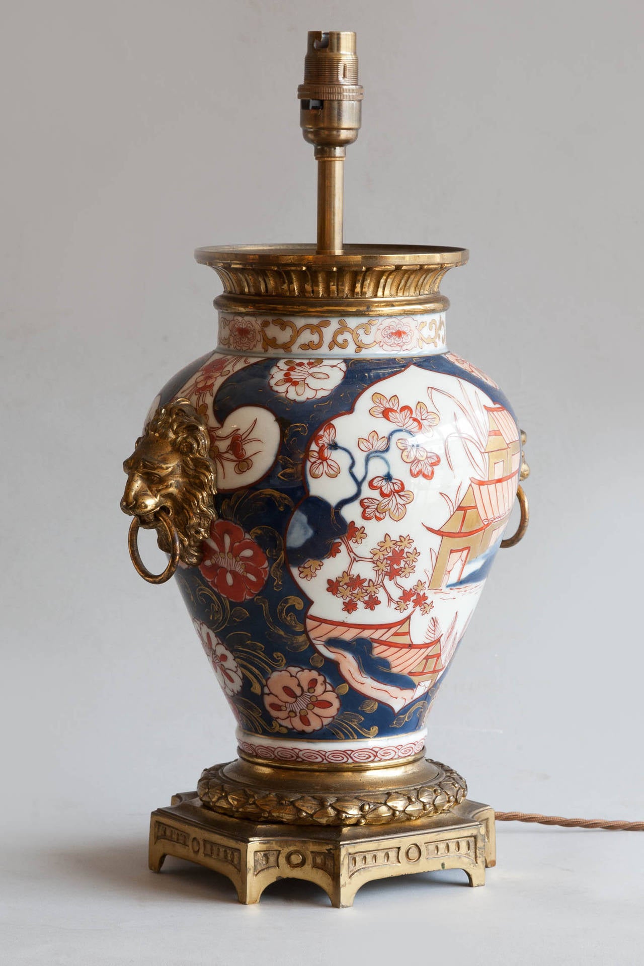 Japanese Pair of 19th Century Imari Vases Converted to Lamps For Sale