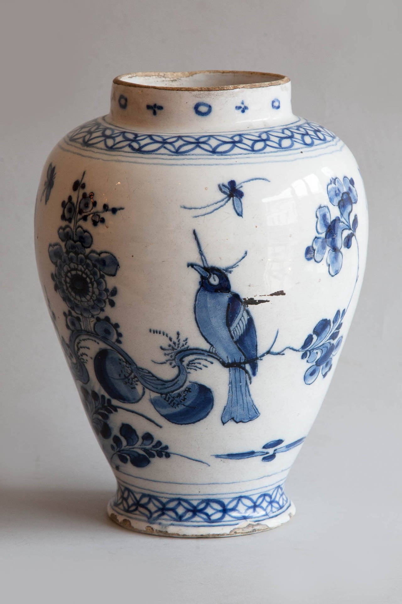 Louis XVI 18th Century Faïence Baluster Delft Vase