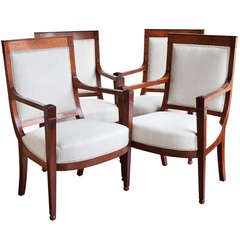 Set Of Four French Mahogany Consulat Armchairs circa 1805