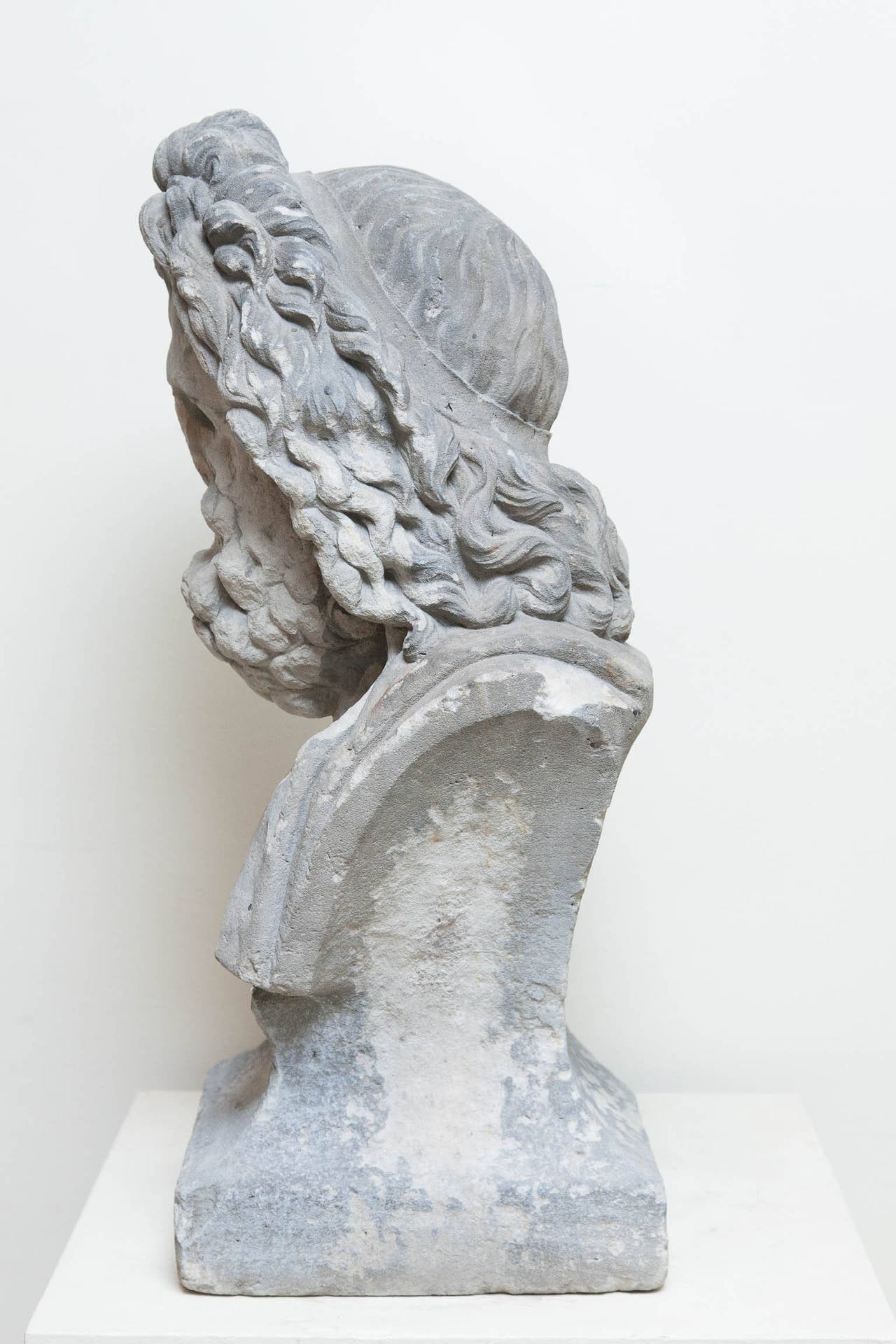 Victorian 19th Century Composition Stone Bust of Zeus