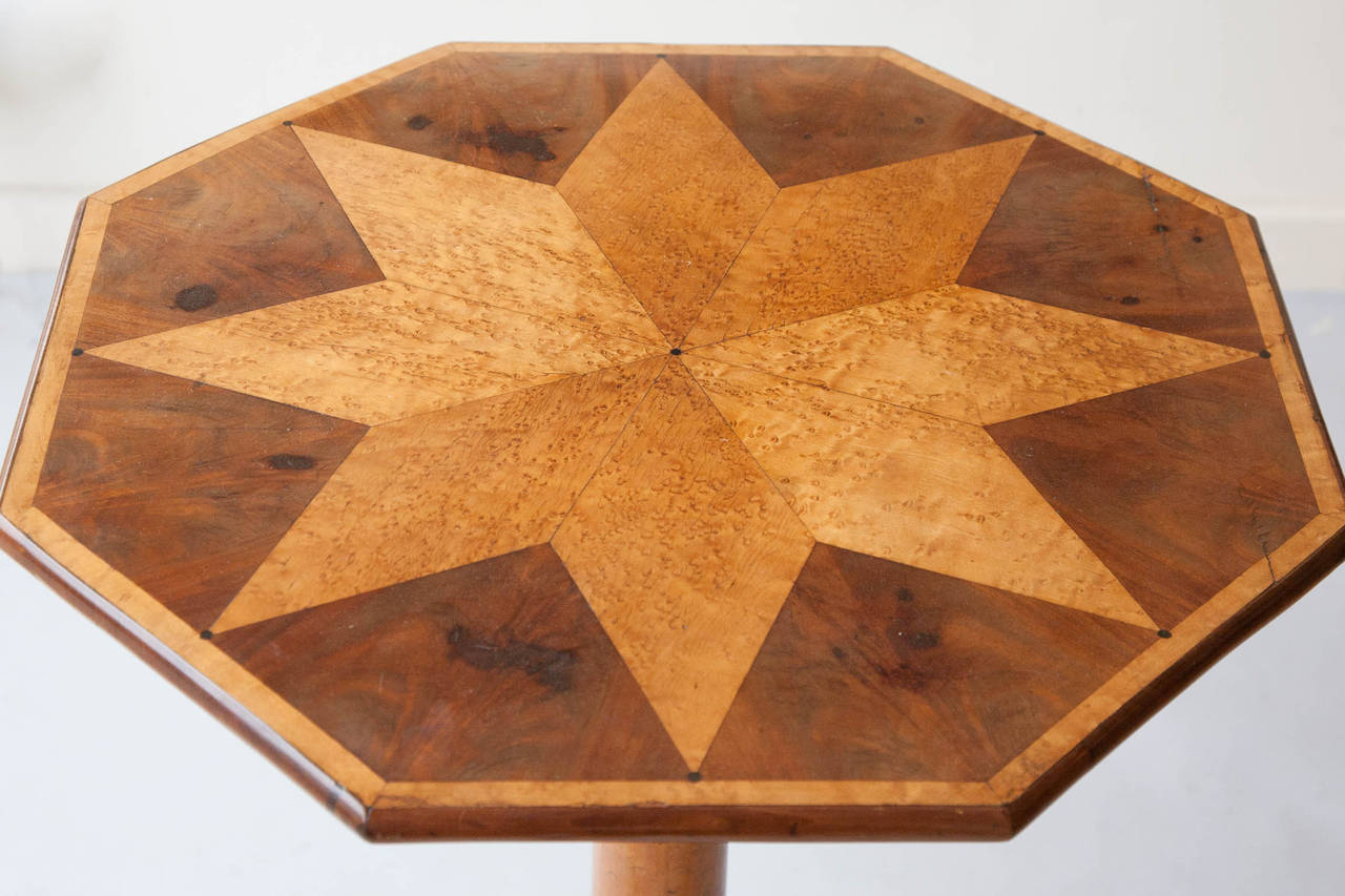 Small 19th Century Tilt-Top Mahogany and Bird's-Eye Maple Octagonal Table