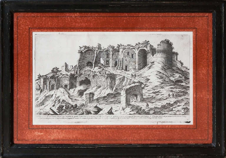 Italian Hand Framed Set Of 12 Early 18th Century Prints Of Architectural Ruins For Sale