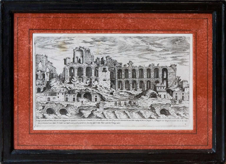Copper Hand Framed Set Of 12 Early 18th Century Prints Of Architectural Ruins For Sale