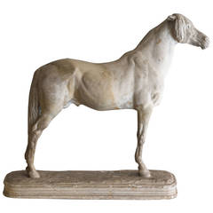 'Étalon Arabe, ' 19th Century Plaster Sculpture of a Horse