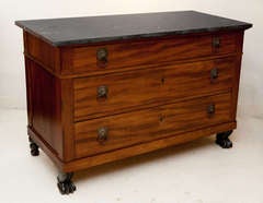 Consulat Mahogany Commode With Bronzed Paw Feet And Lion Head Handles