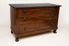 Consulat Mahogany Commode With Paw Feet And Lion Head Handles