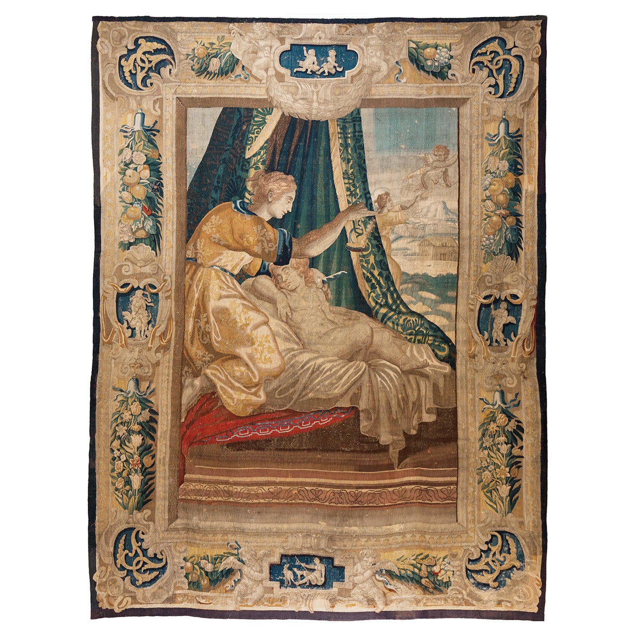 17th Century Mythological Tapestry, 'Cupid and Psyche' For Sale