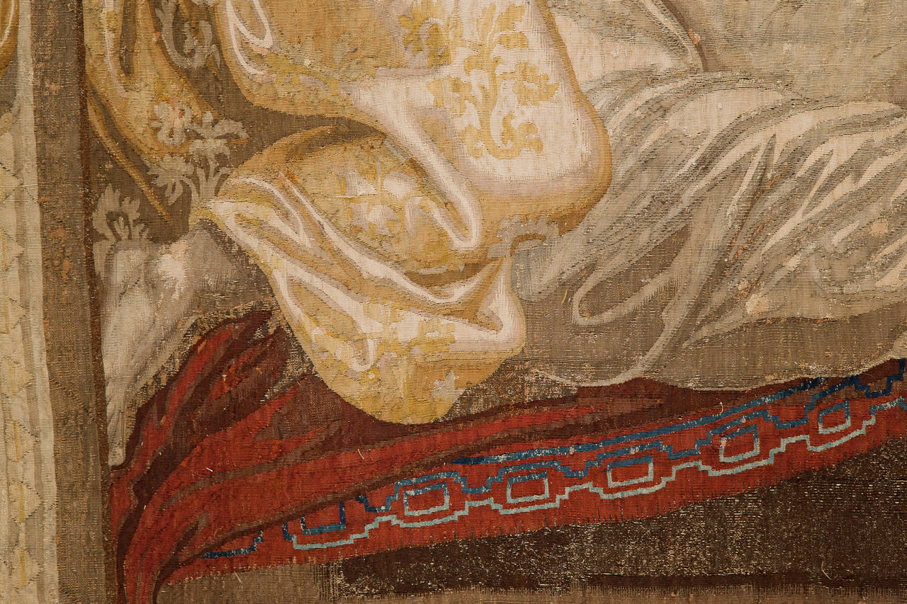Linen 17th Century Mythological Tapestry, 'Cupid and Psyche' For Sale