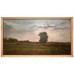 Antique 'Paysage à Auvers', Oil On Canvas, School of Charles François Daubigny C. 1865