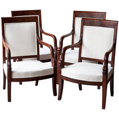 A Set Of Four Louis Philippe Carved Mahogany Dining Chairs